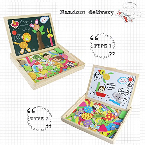 Fajiabao Rompecabezas Caja de Madera Magnética de Tablero Educativo Pizarra Juguete Puzzles para Niños de 3 Años + (Tipo 1)