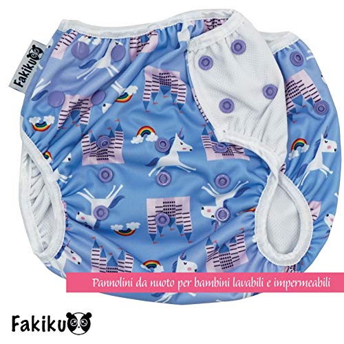 fakiku - Pañal de natación ajustable, lavable y reutilizable, para piscina y mar, 2 unidades Viola Rosa Talla única