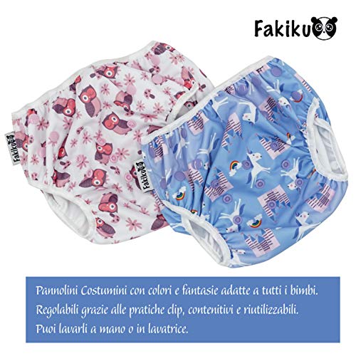 fakiku - Pañal de natación ajustable, lavable y reutilizable, para piscina y mar, 2 unidades Viola Rosa Talla única