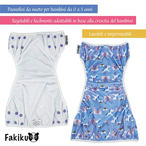 fakiku - Pañal de natación ajustable, lavable y reutilizable, para piscina y mar, 2 unidades Viola Rosa Talla única