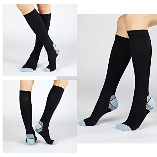 FALARY Los Calcetines de compresión evitan Las Venas varicosas Hombres Deportivos Mujeres Unisex (20-30 mmHg) 1 par Beige 39-42