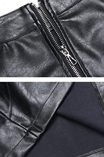 Falda clásica de piel sintética para mujer, de corte alto y entallado, de oficina Negro XL