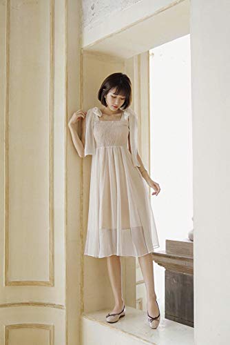 Falda Suave Súper Hada Cintura Gasa Plisada Vestido Crema Verano Femenino XL Vendaje Albaricoque Poco Profundo