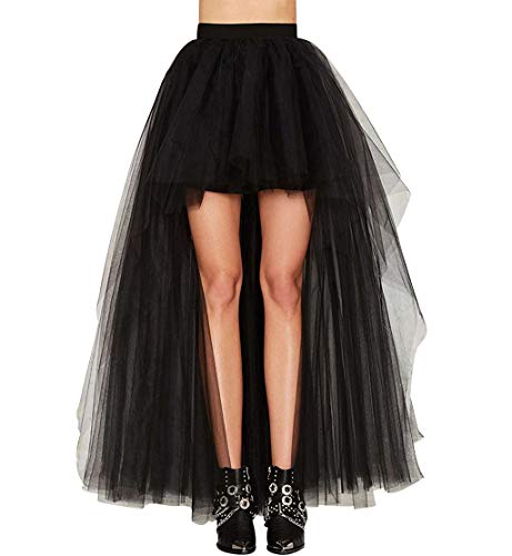 Falda Tutu Mujer Faldas de Tul Largas Falda Tul Disfraz Fiesta Larga para Bodas Disfraces con Tutu Ballet Largo Tutú Adulto Tutus Largos para Adultos Enaguas para Vestidos Pollera de Tul Negro