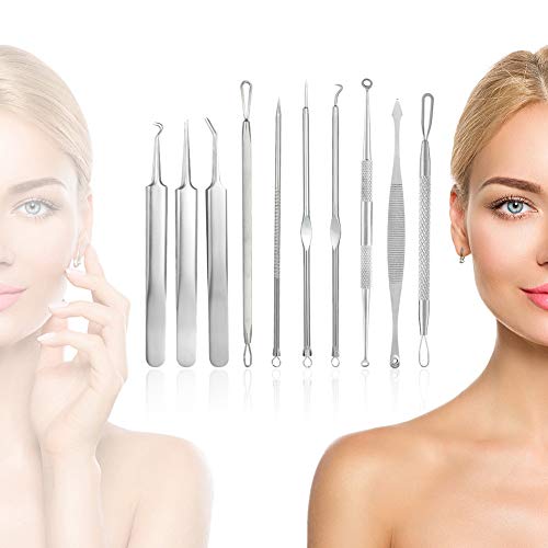 falllea 10 Piezas de Aguja Extractor Limpiador Negros Comedones Extractor Herramientas Juego de Removedor de Espinillas Aguja de Acné para Quita Espinillas Granos Comedones