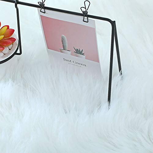 Falso Piel de carnero Vellón Alfombra,HEQUN Elegante De Pelo Largo Mullida Excelente piel Sintética de calidad Alfombra de Lana (Blanco, 80 X 180 CM)