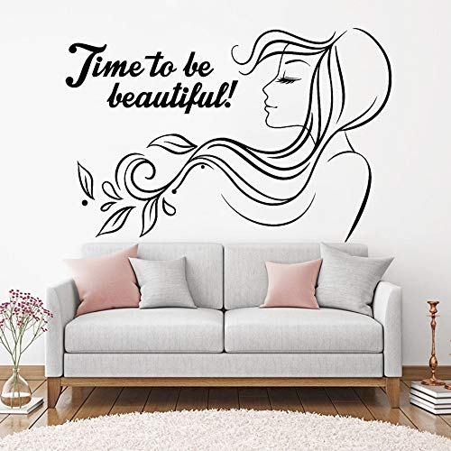 fancjj Cita inspiradora de Vinilo Tatuajes de Pared Belleza SPA peluquería Mujer Pegatinas Mural decoración del hogar niñas Dormitorio decoración calcomanías 86X57CM