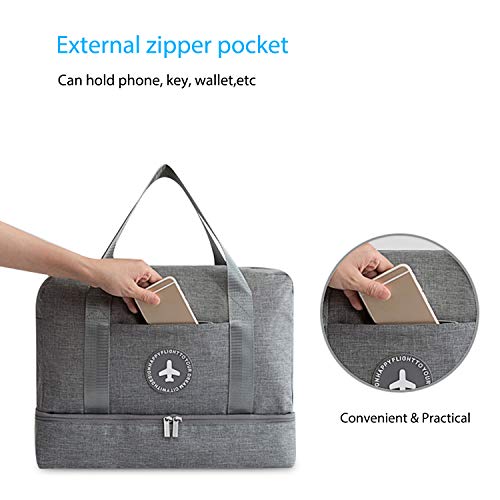 FANDARE Bolsa de Viaje Bolsa de Deporte Plegable Bolsa de Gimnasio Bolsa de Natación para Playa Bolsa Portátil para Hombres/Mujeres con Compartimento para Zapatos Impermeable Poliéster Azul