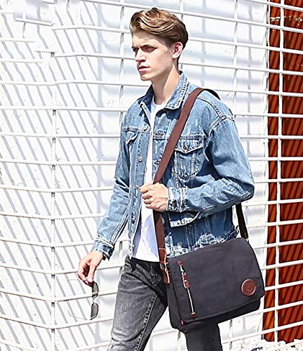 FANDARE Bolsa Mensajero Messenger Bag Crossbody Bolso Bandolera Shoulder Bag 14 Pulgadas Portátil Estudiante Viaje Trabajo Escuela Las Mujeres Hombre Bolso Azul