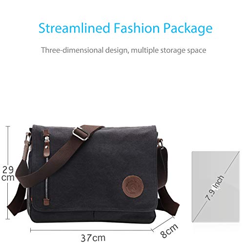 FANDARE Bolsa Mensajero Messenger Bag Crossbody Bolso Bandolera Shoulder Bag 14 Pulgadas Portátil Estudiante Viaje Trabajo Escuela Las Mujeres Hombre Bolso Azul