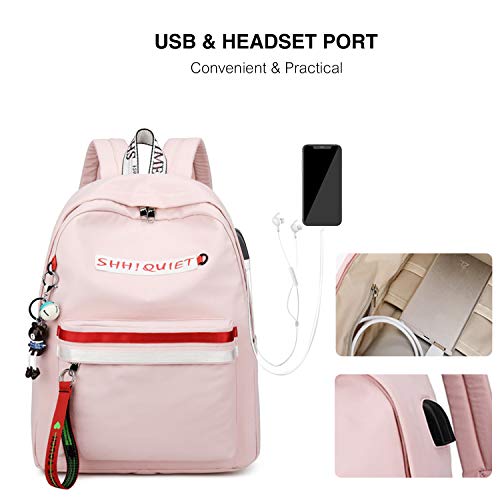 FANDARE Nuevo Mochila Mochilas Tipo Casual Bolsas Escolares Niña Bolsa de Viaje Bolsos de Mujer Hombres Adolescente Backpack School Bag Outdoor Viaje Infantiles Daypack Poliéster Rosa A