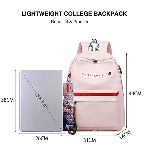 FANDARE Nuevo Mochila Mochilas Tipo Casual Bolsas Escolares Niña Bolsa de Viaje Bolsos de Mujer Hombres Adolescente Backpack School Bag Outdoor Viaje Infantiles Daypack Poliéster Rosa A