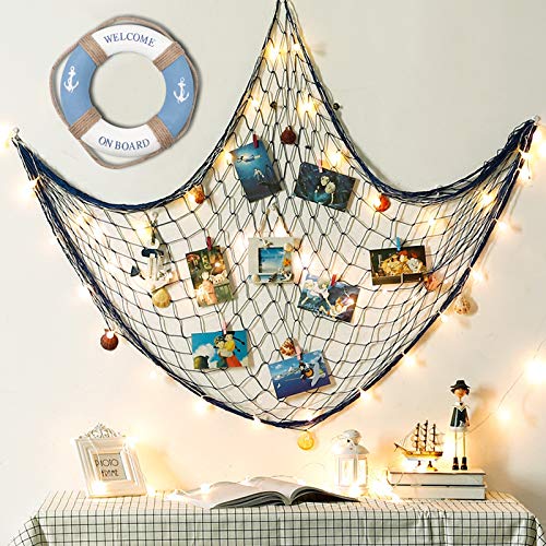 Fangoo Nautica Lifering Nautica Decorativa Anillo de Vida Boya Inicio Pared Puerta Colgantes Decoración (Azul)