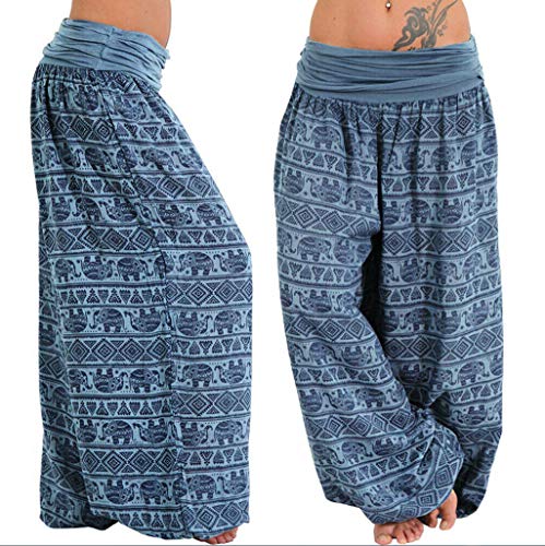 Fannyfuny Pantalones de Yoga Boyfriend Harem de Banda Ancho Pierna con Estampado Elegantes Pantalon Deportivos Running Fitness Leggings al Air Libre