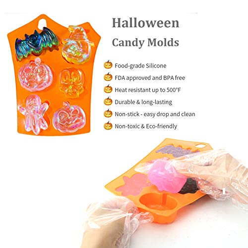 FansQ 2 Piezas de Molde para Hornear de Silicona Molde para Muffins, Utilizado para jabón, Chocolate, Galletas, Molde para Hornear de Halloween, Molde para Pastel de Calavera de Calabaza