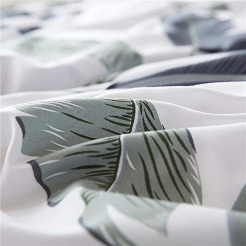 Fansu Juego de Ropa de Cama 3 Piezas, Fundas para Edredón Microfibra Grabados de Plantas y Animales Estilo Cremallera uno Funda Nórdica Dos Fundas de Almohada (Cama 135/140-180x220cm,Hoja Gris)