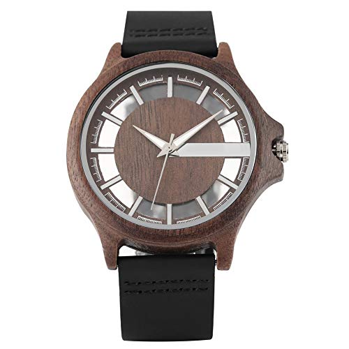FANSWD Relojes de Madera, Reloj clásico Natural Hecho a Mano, Movimiento de Cuarzo analógico para Hombres y Mujeres