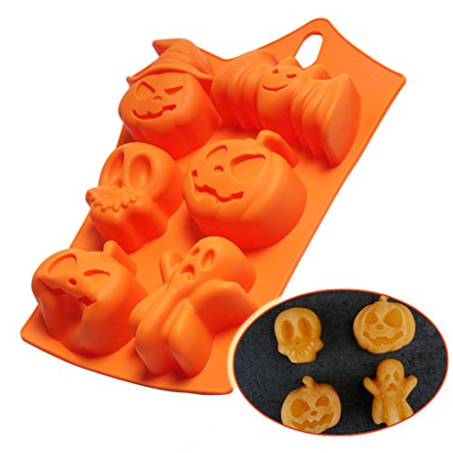 FantasyDay Premium Antiadherente Moldes para Tartas (Set de 2), Moldes de Silicona para Caramelos, Chocolate, Hornear, Tarta, Galletas, Jabón, Hielo - Calabaza de Halloween