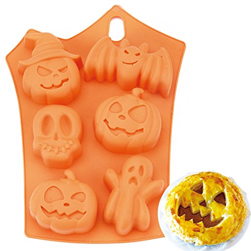 FantasyDay Premium Antiadherente Moldes para Tartas (Set de 2), Moldes de Silicona para Caramelos, Chocolate, Hornear, Tarta, Galletas, Jabón, Hielo - Calabaza de Halloween