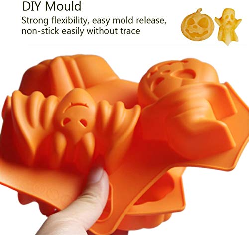 FantasyDay Premium Antiadherente Moldes para Tartas (Set de 2), Moldes de Silicona para Caramelos, Chocolate, Hornear, Tarta, Galletas, Jabón, Hielo - Calabaza de Halloween