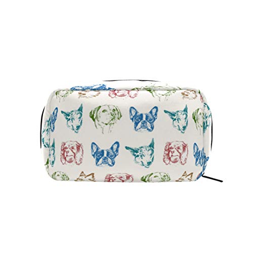 FANTAZIO Bolsas de Cosméticos para Mujer Colorido Cachorro Perros Patrón Maquillaje Bolsas