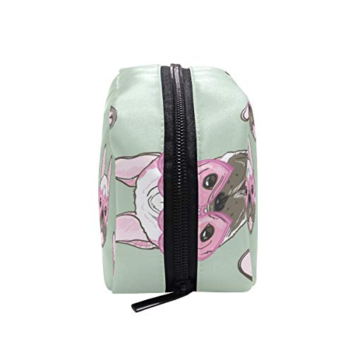 FANTAZIO Bolsas de Cosméticos para Mujer Lindo Bulldogs Patrón de Cachorro Maquillaje Bolsas