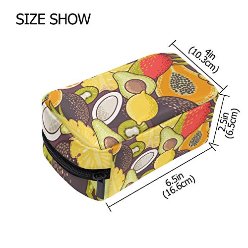 FANTAZIO Bolsas de Cosméticos para Mujeres Exóticas Patrón de Frutas Maquillaje Bolsas