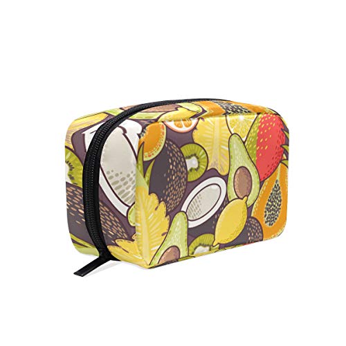FANTAZIO Bolsas de Cosméticos para Mujeres Exóticas Patrón de Frutas Maquillaje Bolsas