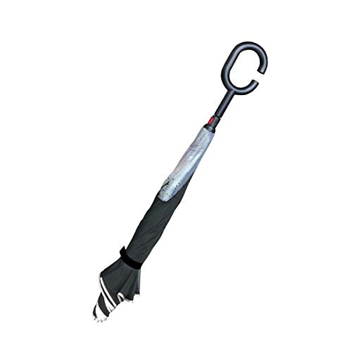 FANTAZIO Paraguas invertido ortiga Blanca Medusa de Doble Capa protección UV inversa Paraguas autostand en Forma de C Mango al revés, Plegable/desplegar a Prueba de Viento y Repelente al Agua