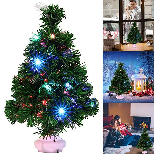 Fascigirl Mini Arbol Navidad, LED Mini Arbol Navidad Luces Árbol de Navidad de Mesa 47cm Decoración de Mesa de Navidad Pequeño Árbol de Navidad Artificial para Decoración
