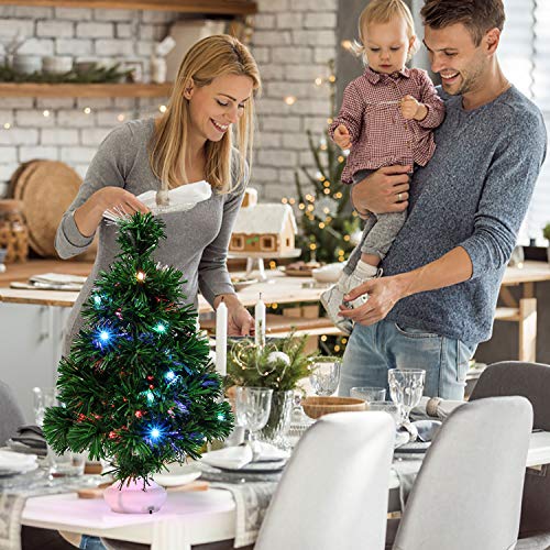 Fascigirl Mini Arbol Navidad, LED Mini Arbol Navidad Luces Árbol de Navidad de Mesa 47cm Decoración de Mesa de Navidad Pequeño Árbol de Navidad Artificial para Decoración
