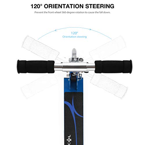 Fascol Patinete para niños, Scooter Patinete Infantil Plegable de Dos Ruedas , Manillar de Altura Regulable y Plegable,Blue
