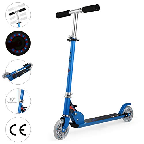 Fascol Patinete para niños, Scooter Patinete Infantil Plegable de Dos Ruedas , Manillar de Altura Regulable y Plegable,Blue