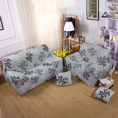 Fashion·LIFE Fundas de sofá Life 1 Plaza Funda de Sofá Elástica Cubre para Silla o Sillón en Tejido Elástico Estampado,Blanco grisáceo