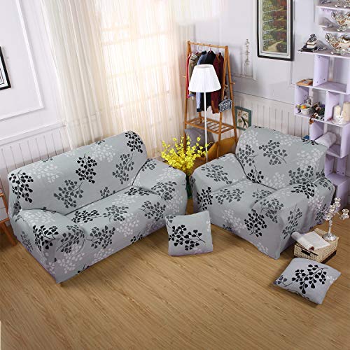 Fashion·LIFE Fundas de sofá Life 1 Plaza Funda de Sofá Elástica Cubre para Silla o Sillón en Tejido Elástico Estampado,Blanco grisáceo