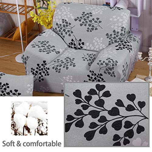 Fashion·LIFE Fundas de sofá Life 1 Plaza Funda de Sofá Elástica Cubre para Silla o Sillón en Tejido Elástico Estampado,Blanco grisáceo