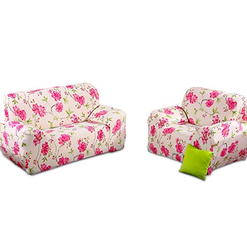 Fashion·LIFE Fundas de sofá Life 1 Plaza Funda de Sofá Elástica Cubre para Silla o Sillón en Tejido Elástico Estampado,Rosado