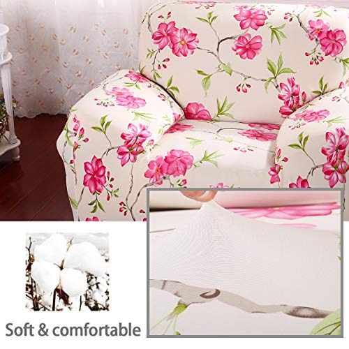 Fashion·LIFE Fundas de sofá Life 1 Plaza Funda de Sofá Elástica Cubre para Silla o Sillón en Tejido Elástico Estampado,Rosado