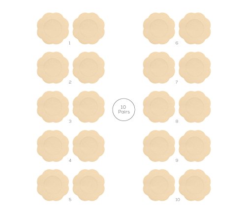 Fasionato - Mujer 10 Pares Desechable Pegatinas Pezón Pezoneras (Beige)