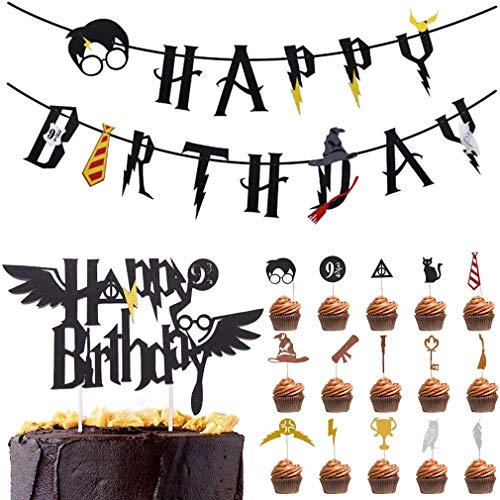 FAVENGO 18 Pcs Decoracion Harry Potter Cumpleaños Fiesta Tematica Harry Potter Adornos de Harry Potter para Cumpleaños para Adultos y Infantil Decoracion para Fiesta Tematica de Harry Potter Halloween