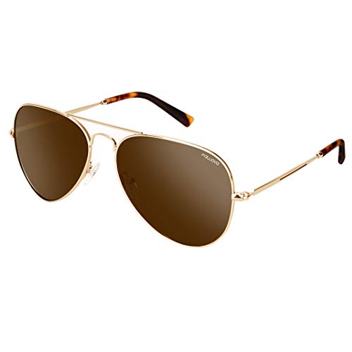 fawova Gafas Aviador Mujer Marrón, Gafas De Sol Unisex Aviador Polarizadas Montura de metal Oro, Conducir, Pescar, Golf, Correr,UV400,Cat.3 58mm(Oro Marron)