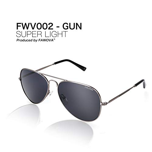 fawova Gafas Hombre Aviador Polarizadas Con Lent Gris,2019 Gafas de Sol Hombre Aviador Montura de Metal,Conducir, Pescar, Golf, Correr UV400,Cat.3 58mm(Gris, Gris)