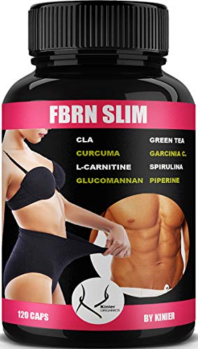 FBRN Quemador de Grasa | Termogénico Quemagrasa Potente para Perder Peso Rápido | Adelgazante con Garcinia Cambogia Cla Curcuma L-Carnitina Espirulina Glucomanán Piperina Té Verde | 120 Cáps