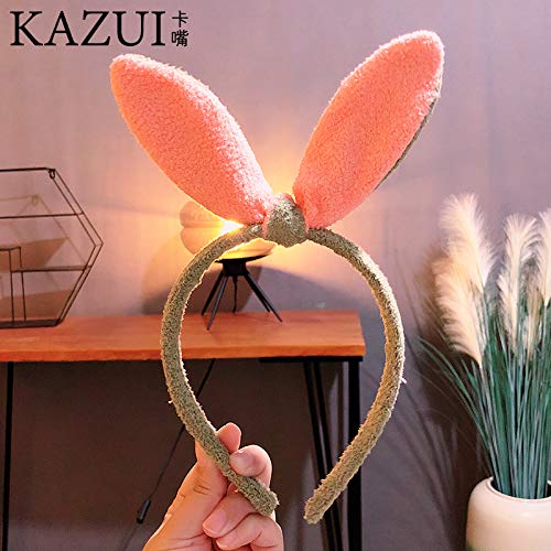 FDFRGG Japón y Corea del Sur Diadema Diadema de Oreja de Conejo Mujer Simple Accesorios Lindos para el Cabello Señoras Cara Maquillaje Headwear Cabello Agujero de Plomo Orejas Grises   y   Rosas