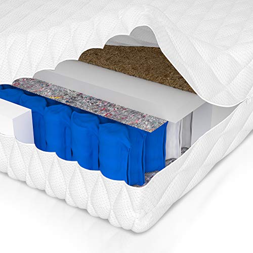 FDM Europa - Colchón (140 x 200 cm, 7 Zonas, núcleo de muelles ensacados, dureza H4/H3, poliéster de Poliuretano, 18 cm de Alto, 140 x 200 cm)