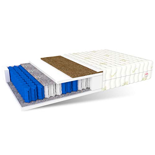 FDM Europa - Colchón (140 x 200 cm, 7 Zonas, núcleo de muelles ensacados, dureza H4/H3, poliéster de Poliuretano, 18 cm de Alto, 140 x 200 cm)