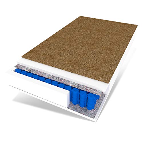 FDM Europa-Colchón (90 x 200 cm, 7 Zonas de muelles ensacados, dureza H4/H3, Espuma de Poliuretano, 18 cm de Alto), Coco