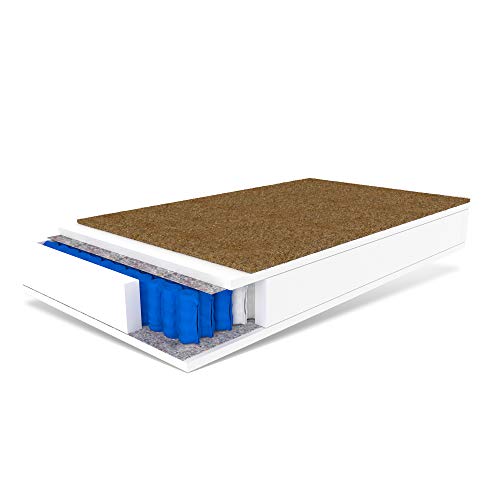 FDM Europa-Colchón (90 x 200 cm, 7 Zonas de muelles ensacados, dureza H4/H3, Espuma de Poliuretano, 18 cm de Alto), Coco