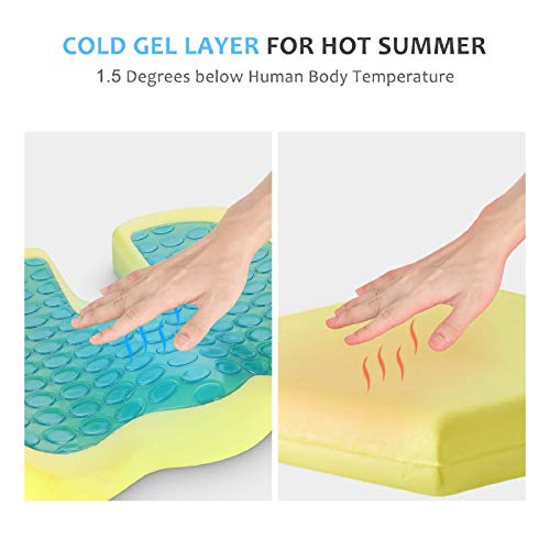 Feagar Cojín Coxis Gel para Silla de Oficina Cojín Antiescaras de Espuma de Memoria con Capa de Gel, Cojín para Silla de Escritorio, Gaming/Juego, Negro