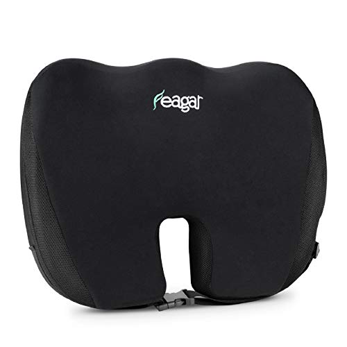 Feagar Cojín Coxis Gel para Silla de Oficina Cojín Antiescaras de Espuma de Memoria con Capa de Gel, Cojín para Silla de Escritorio, Gaming/Juego, Negro